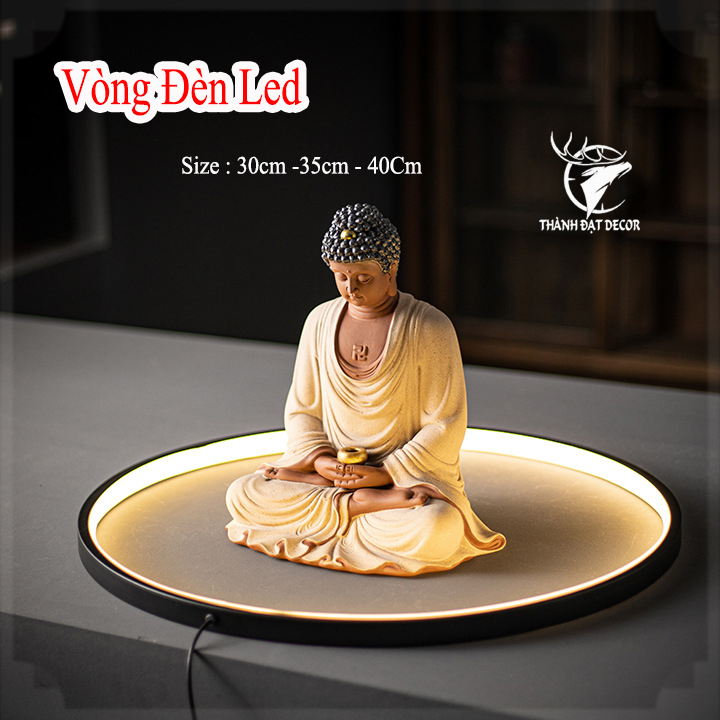 Đèn LED vòng Tròn size 30-35-40 Phụ Kiện Trang trí Decor Lũa, Bàn Thờ, Kệ Đèn, Tượng Phong Thủy