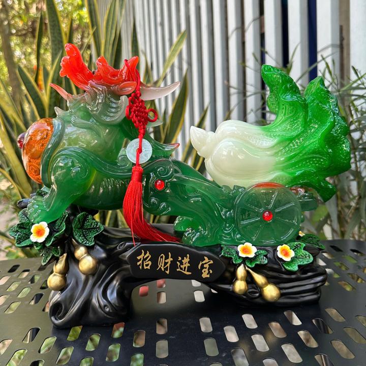 Tượng Tỳ Hưu kéo bắp cải phong thủy 36x13x29cm, Trấn trạch chiêu tài quà tặng tân gia khai trương.