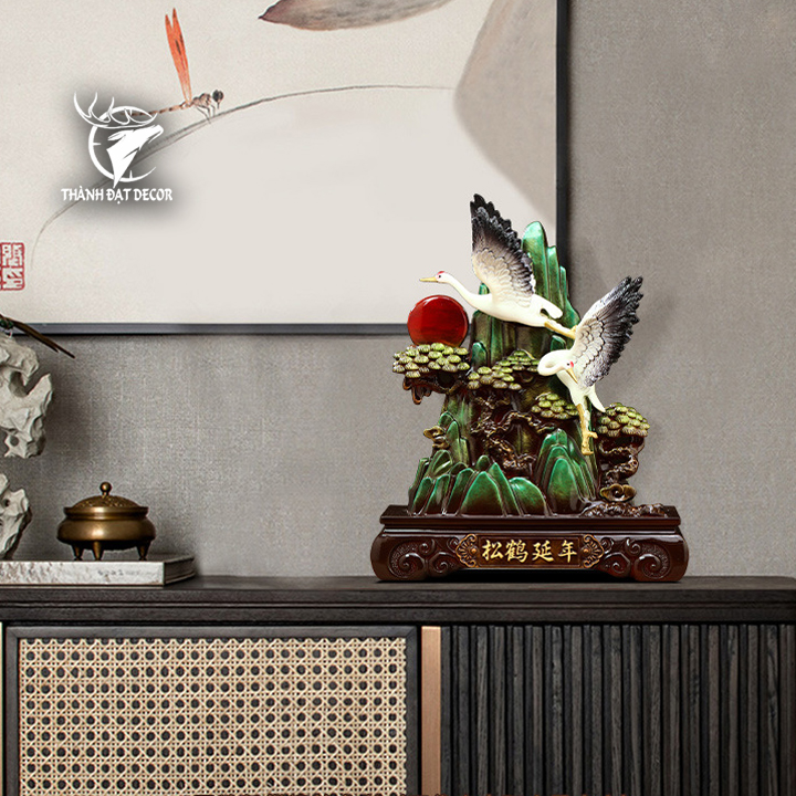 Tượng Chim Hạc Phong Thủy, Tùng Hạc Diên Niên Trường Thọ Trang Trí Phòng Khách Quà Tặng Tân Gia Mừng Thọ