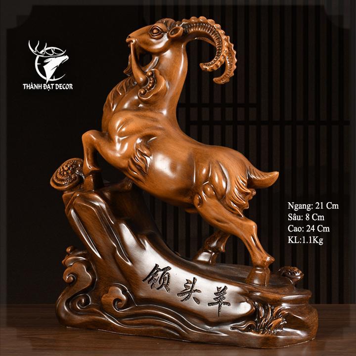 Tượng Con Dê Phong Thủy Màu Gỗ 30x12x33 Cho Người Tuổi Mùi, Quà Tặng Sinh Nhật, Tân Gia, Khai Trương Decor Trang Trí Nhà