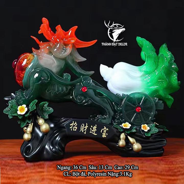 Tượng Tỳ Hưu kéo bắp cải phong thủy 36x13x29cm, Trấn trạch chiêu tài quà tặng tân gia khai trương.