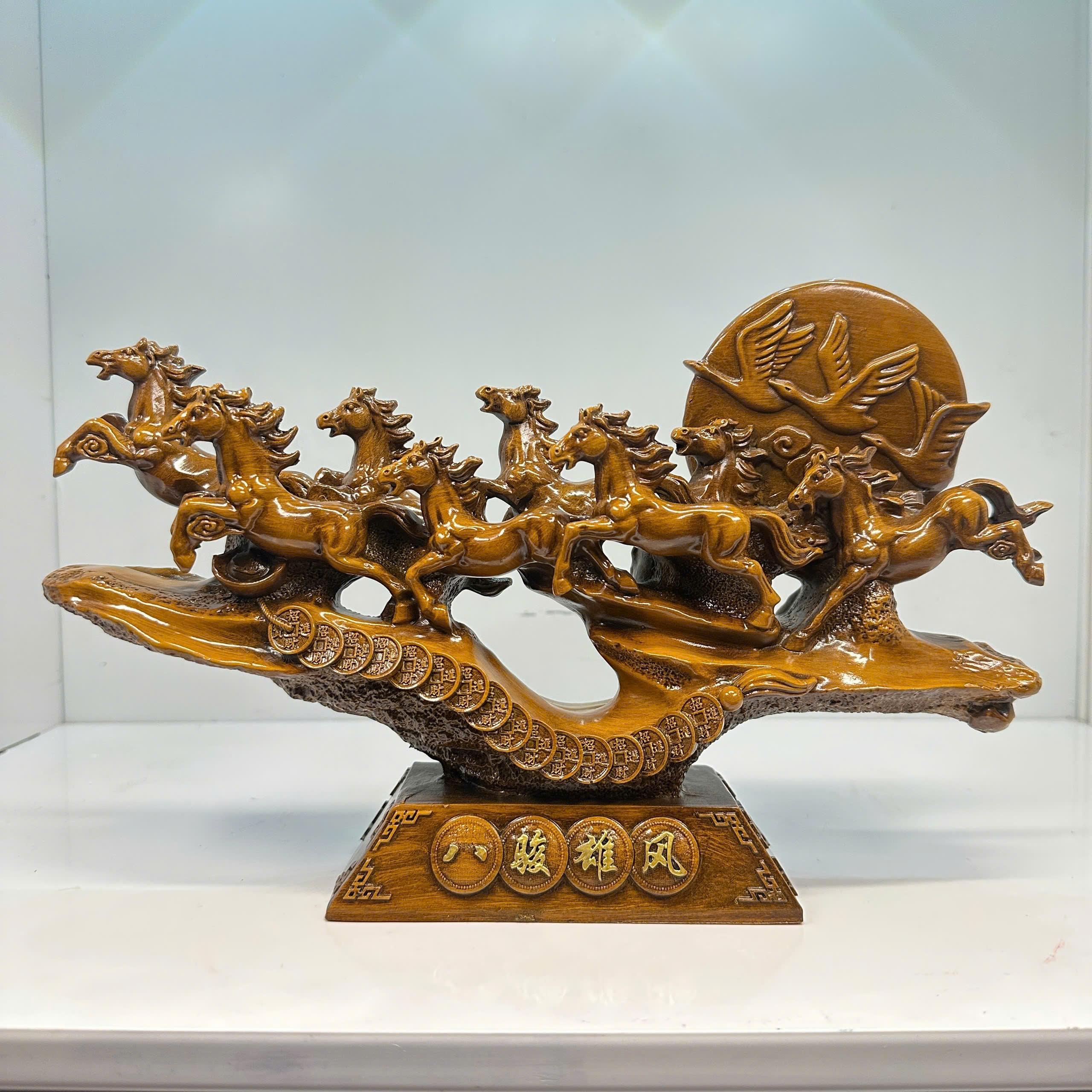 Tượng Bát Mã Truy Phong , Mã Đáo Thành Công size 31x8x20cm Quà Tặng Tân Gia Khai Trương, Decor