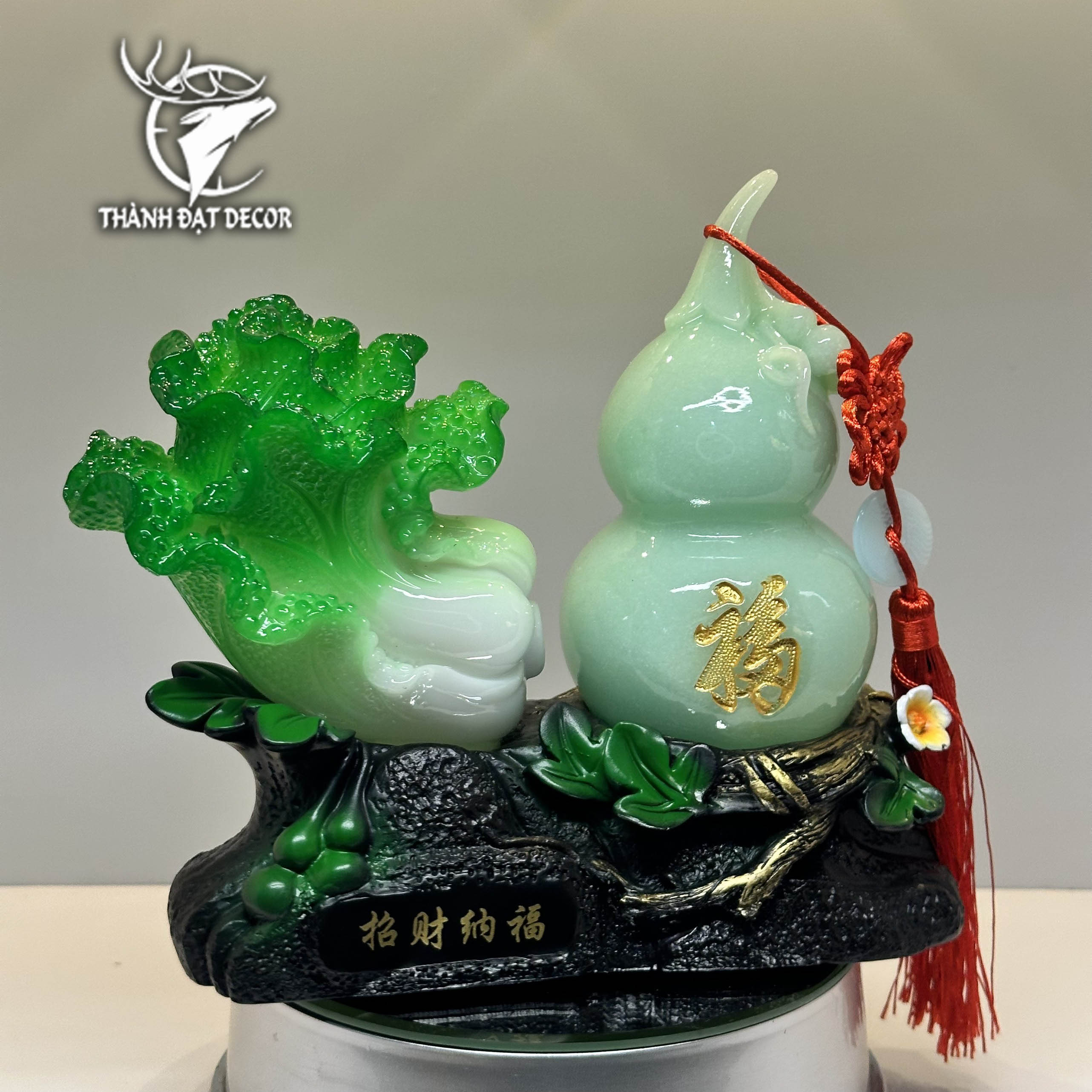 Tượng Phong Thủy Hồ Lô Trắng Bắp Cải size 22, Quà Tặng Tân Gia, Khai Trương, Sinh Nhật, Trang Trí Decor