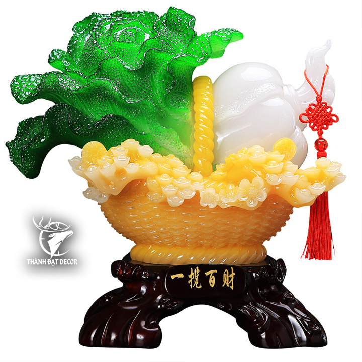 Tượng giỏ bắp cải hồ lô phong thủy 28x16x28cm  Quà Tặng Decor Tân Gia Khai Trương Sinh Nhật