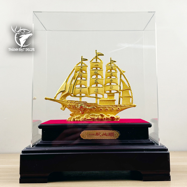 Hộp Quà Tượng Thuyền Thuận Buồm Xuôi Gió , Decor Quà Tặng Phong Thủy Tân Gia Khai Trương Đối Tác