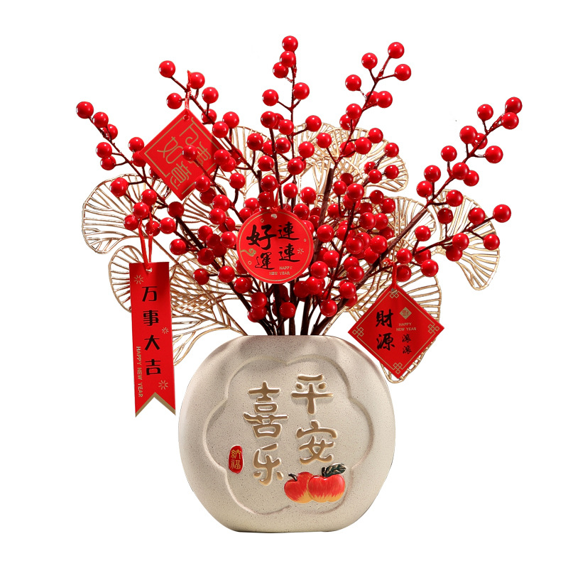 Set Bình hoa đào đông tài lộc (Chưng Tết 2025) -Tân gia khai trương-bình hoa derco trang trí nhà cửa