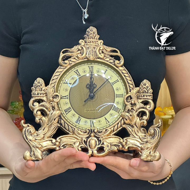 Đồng hồ để bàn trang trí phong cách châu Âu Cổ Điển, Quà tặng tân gia khai trương sinh nhật decor