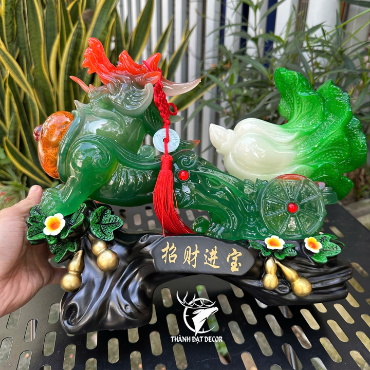 Tượng Tỳ Hưu kéo bắp cải phong thủy size 36cm, Trấn trạch chiêu tài quà tặng tân gia khai trương.
