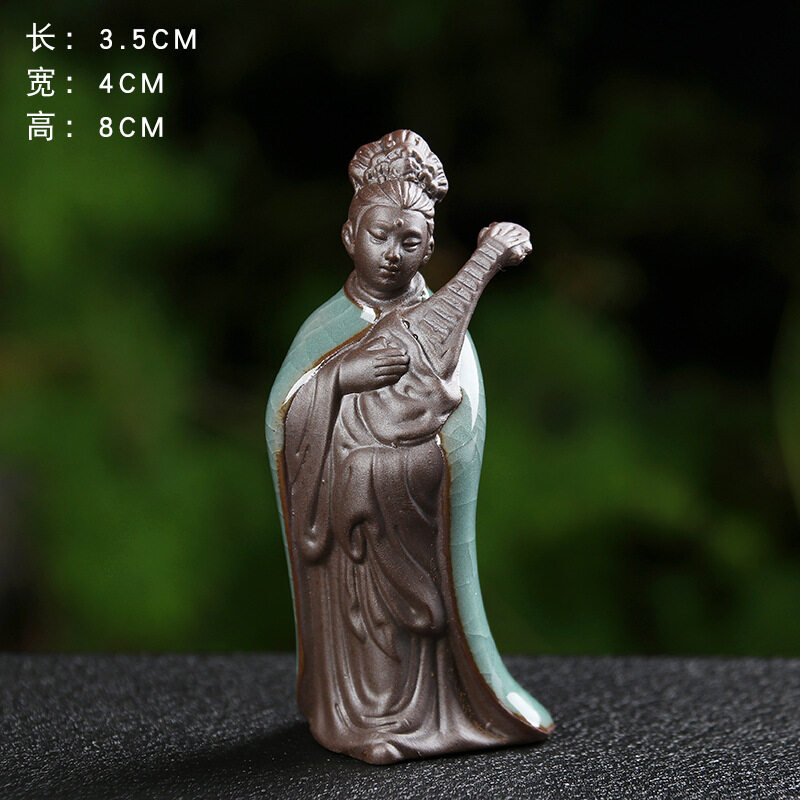Tượng Gốm Sứ mini Tráng Men Hình Chú Tiểu và Lão Tử Trang Trí Tiểu Cảnh, Cây Bonsai, Cây Cảnh, Hòn Non Bộ, Hồ Thủy Sinh