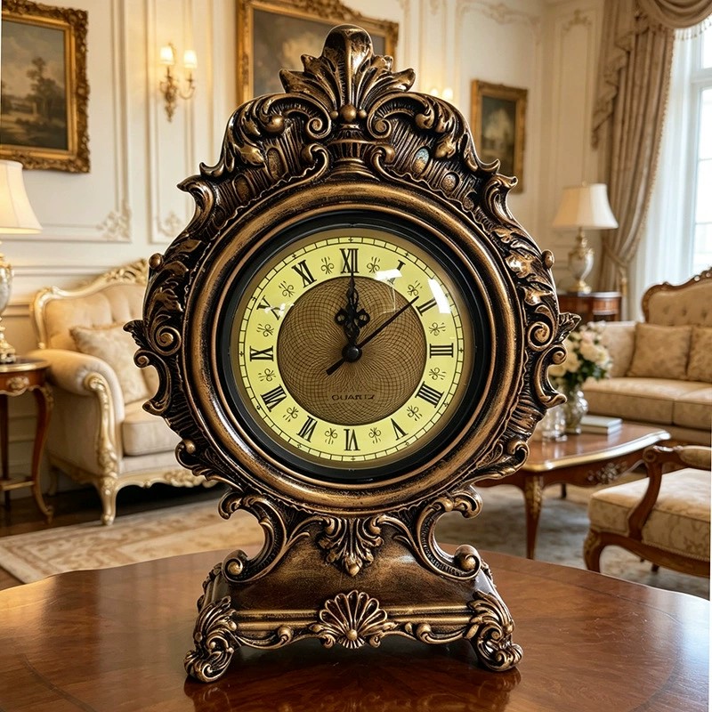 Đồng hồ để bàn trang trí phong cách châu Âu Cổ Điển, Quà tặng tân gia khai trương sinh nhật decor