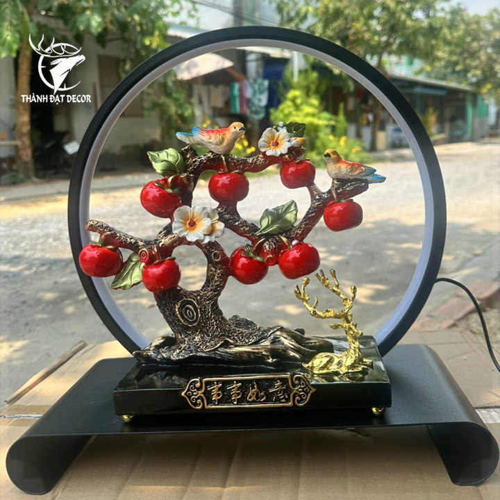 Kệ Đèn Led Cây Táo Chim Sẽ, Tượng Decor Trang Trí Nhà Cửa, Quà Tặng Tân Gia Khai Trương Sinh Nhật Ý Nghĩa Sang Trọng