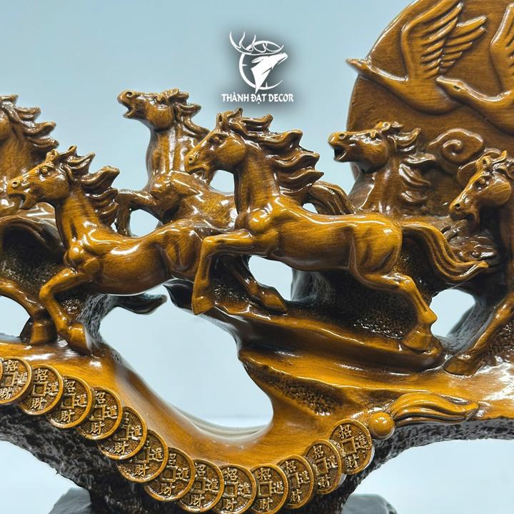 Tượng Bát Mã Truy Phong , Mã Đáo Thành Công size 31x8x20cm Quà Tặng Tân Gia Khai Trương, Decor