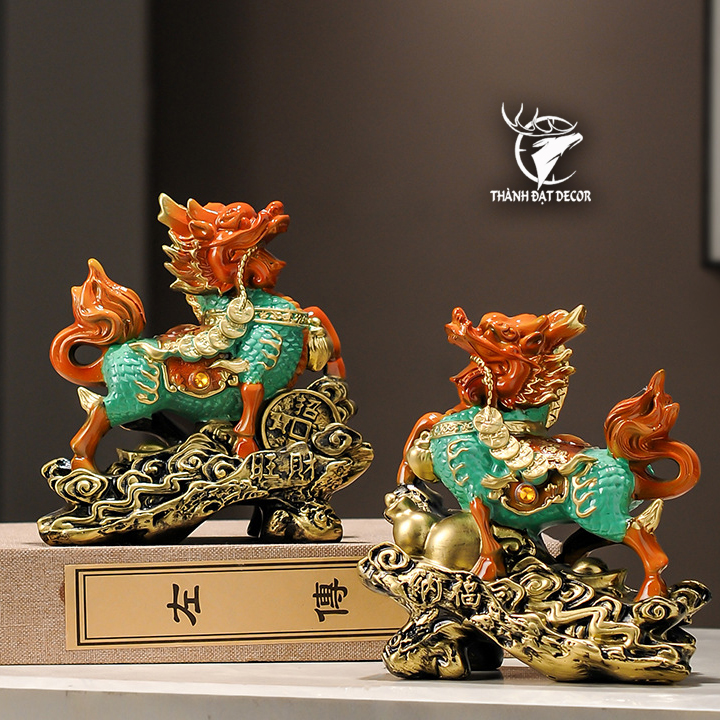 Cặp Tượng Kỳ Lân Phong Thủy Trấn Trạch Chiêu Tài, Quà Tặng Tân Gia Khai Trương Sinh Nhật Decor Nhà