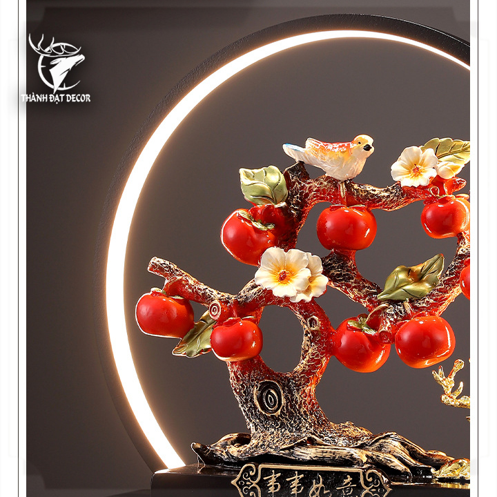 Kệ Đèn Led Cây Táo Chim Sẽ, Tượng Decor Trang Trí Nhà Cửa, Quà Tặng Tân Gia Khai Trương Sinh Nhật Ý Nghĩa Sang Trọng