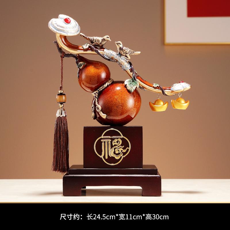 Tượng phong thủy Hồ Lô Cam Trượng Như Ý Treo Vàng Phú Quý Bình An Tài Lộc, quà tặng tân gia , khai trương