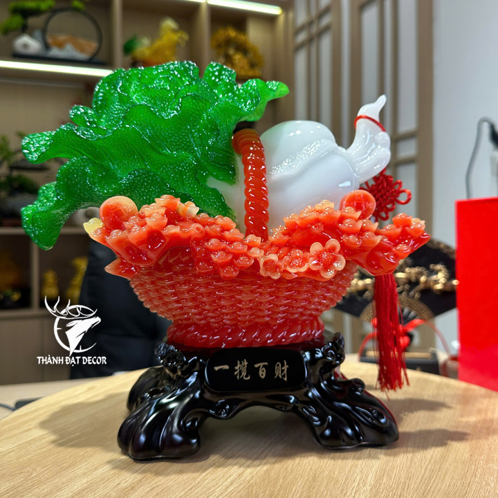 Tượng giỏ bắp cải hồ lô phong thủy 28x16x28cm  Quà Tặng Decor Tân Gia Khai Trương Sinh Nhật