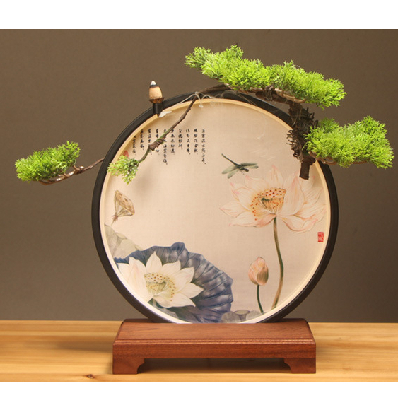 Kệ Gỗ Đặt Tượng Đế Thấp Có Đèn Led Size 50cm, Có Thể Đốt Trầm Hương, Quà Tặng Tân Gia Khai Trương Trang Trí Bàn