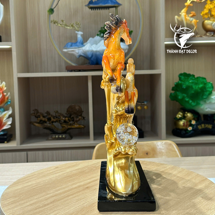 Tượng Phong Thủy Song Mã Vờn Sóng Màu Cam, Quà Tặng Decor Khai Trương Tân Gia Sinh Nhật Ý Nghĩa