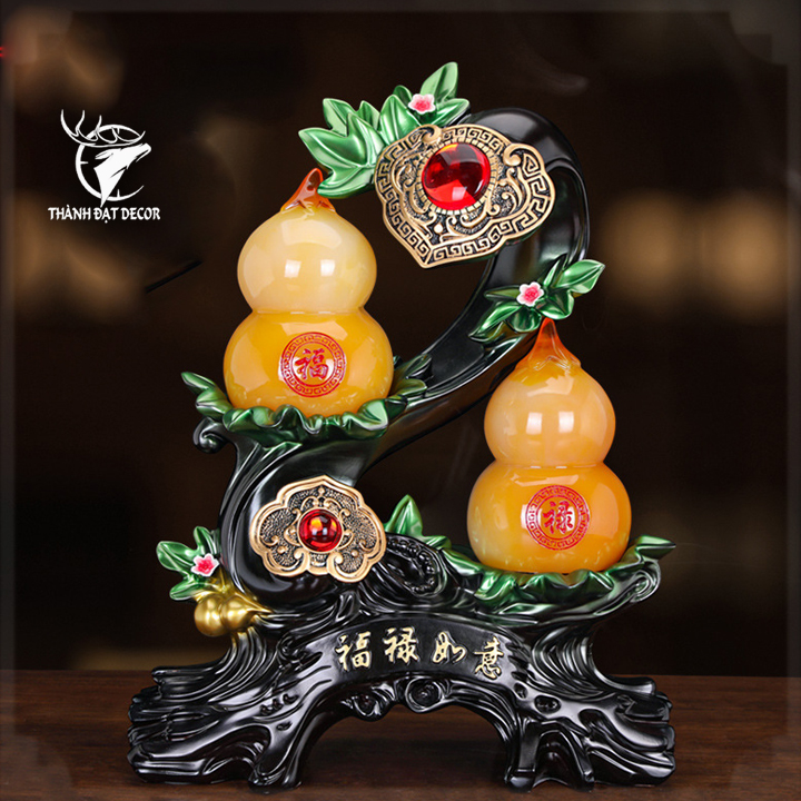 Tượng Cặp Hồ Lô Phong Thủy Như Ý May Mắn, Quà Tặng Tân Gia Khai Trương, Sinh Nhật, Decor Trang Trí Nhà Cửa