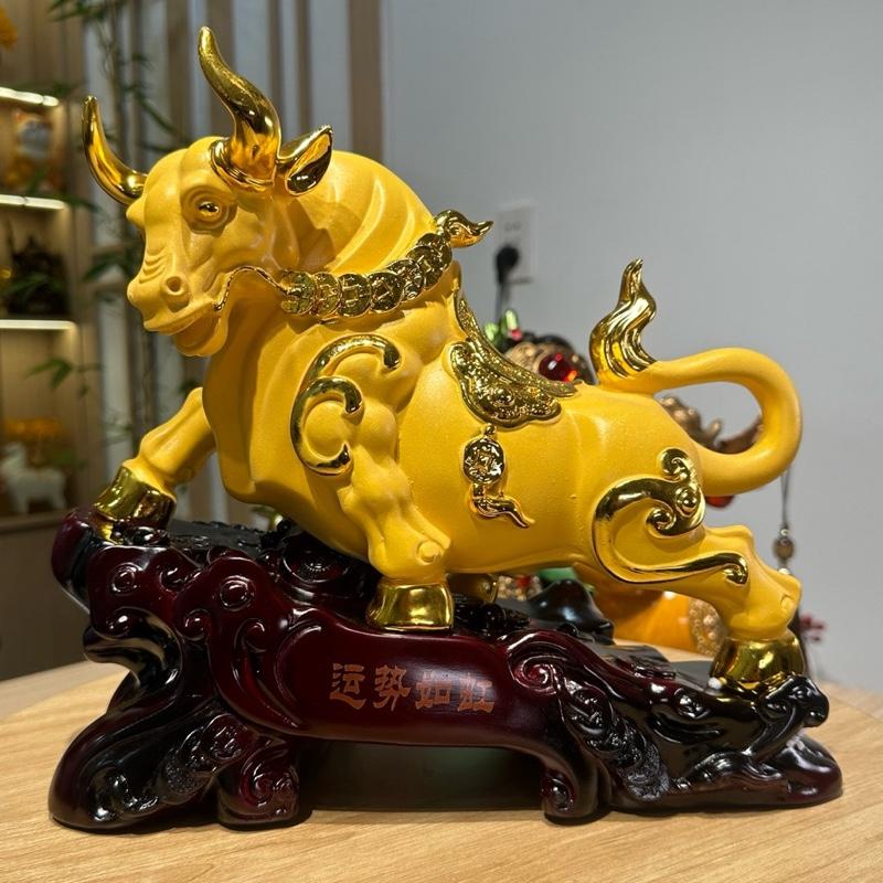 Tượng Trâu Tài Lộc 30x12x26 Decor Phong Thủy Quà Tặng Tân Gia Khai Trương Sinh Nhật Để Bàn