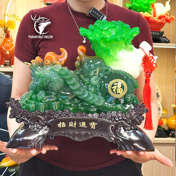 Tượng Cóc Kéo Hồ Lô Bắp Cải 37x16x32cm – 3.7Kg phong thủy, quà tặng tân gia khai trương sinh nhật
