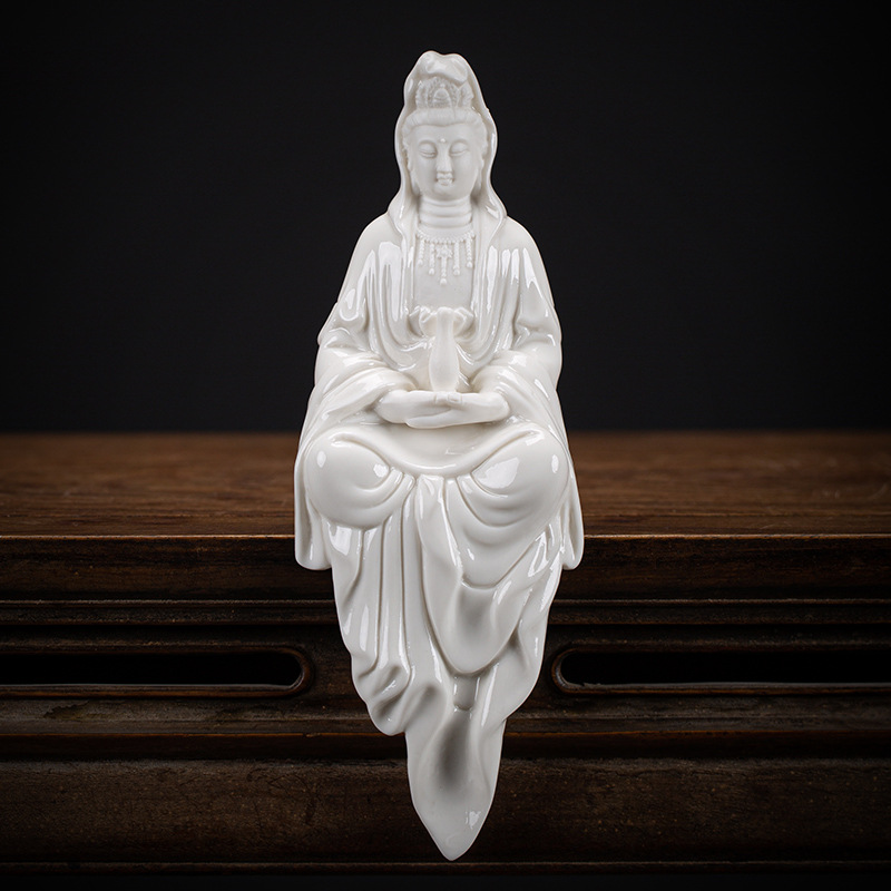 Tượng Phật Bà Quan Thế Âm Bồ Tát Gốm Sứ Trắng Size 20 , Decor Kệ Đèn Phong Thủy Thờ Cúng, Thiền Định