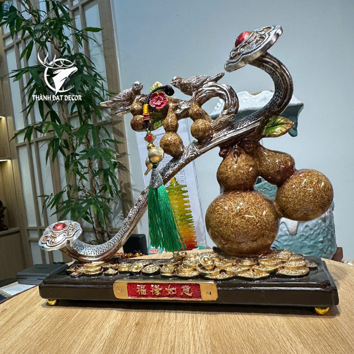 Tượng Ngũ Hồ Lô Trượng Như ý 30x9x25cm, Phong Thủy, Quà Tặng Decor Tân Gia Khai Trương Sinh Nhật.