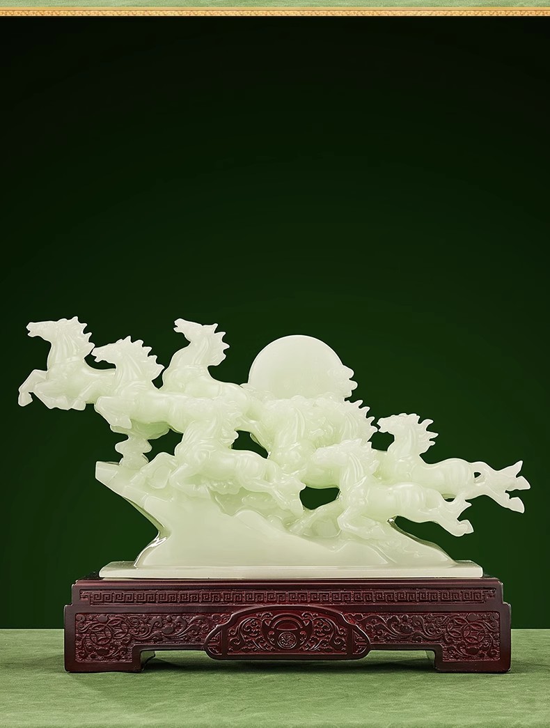 Tượng Bát Mã Truy Phong Trắng Ngọc, Mang Lộc Tài, May Mắn Vào Nhà Quà Tặng Tân Gia Khai Trương Decor