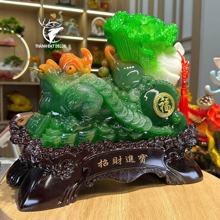 Tượng Cóc Kéo Hồ Lô Bắp Cải 37x16x32cm – 3.7Kg phong thủy, quà tặng tân gia khai trương sinh nhật