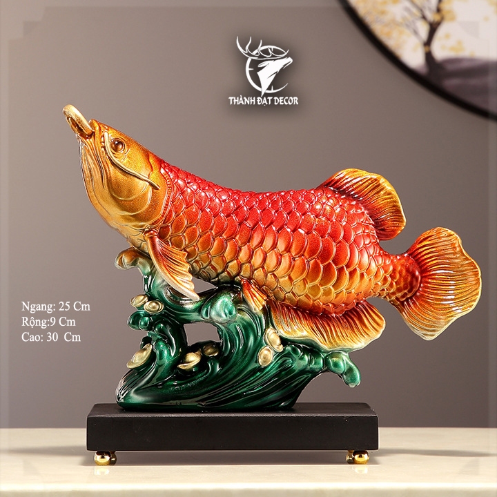 Tượng Phong Thủy Cá Rồng Kim Long Chiêu Tài , Quà Tặng Tân Gia Khai Trương Trang Trí Nhà Cửa