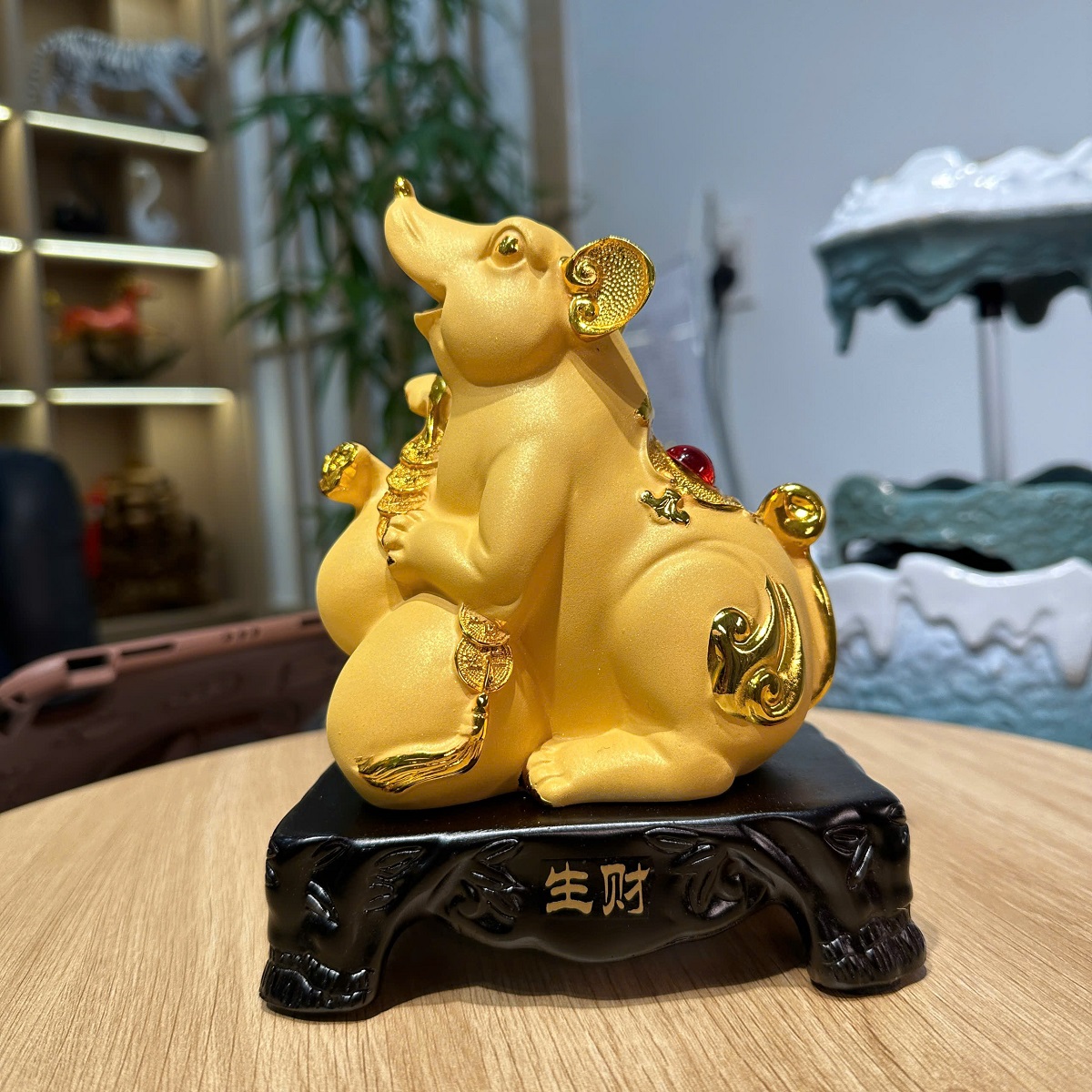 Tượng Chuột Phong Thủy 14x9x18 Chiêu Tài Sinh Lộc Tuổi Tí , Quà Tặng Tân Gia Khai Trương Sinh Nhật