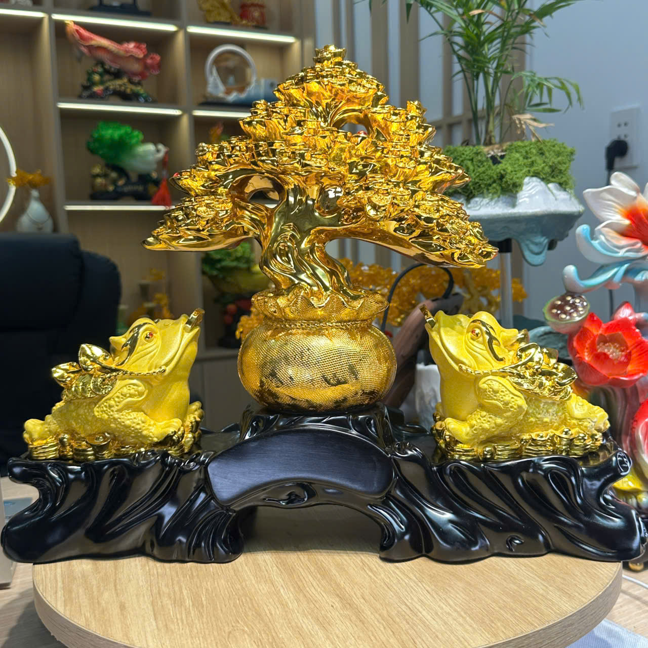 Tượng Phong Thuỷ Cây Tài Lộc Tỳ Hươu, Cóc Thiềm Thừ 44x14x35, Quà Tặng Tân Gia Khai Trương Sinh Nhật
