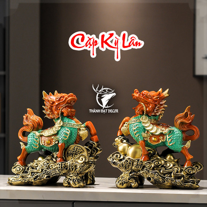 Cặp Tượng Kỳ Lân Phong Thủy Trấn Trạch Chiêu Tài, Quà Tặng Tân Gia Khai Trương Sinh Nhật Decor Nhà