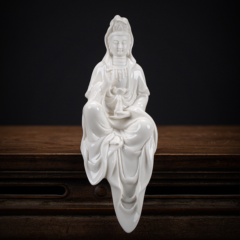 Tượng Phật Bà Quan Thế Âm Bồ Tát Gốm Sứ Trắng Size 20 , Decor Kệ Đèn Phong Thủy Thờ Cúng, Thiền Định