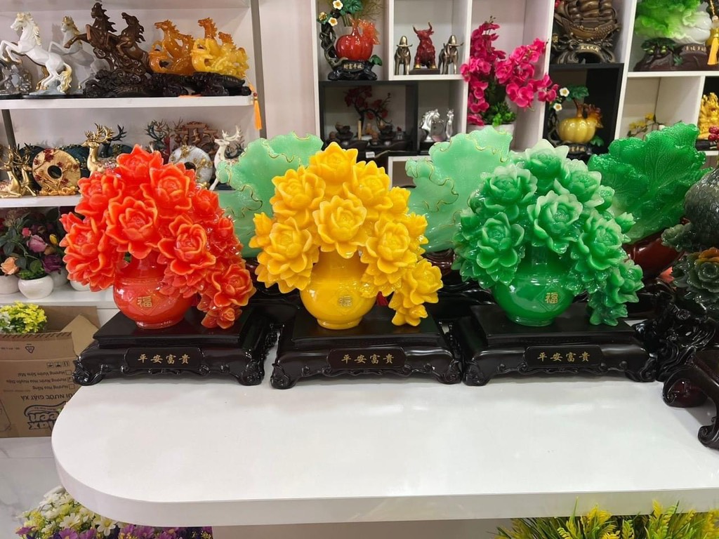 Tượng Hoa Mẫu Đơn, Hoa Phú Quý Phong Thuỷ , Quà Tặng Tân Gia Khai Trương Sinh Nhật