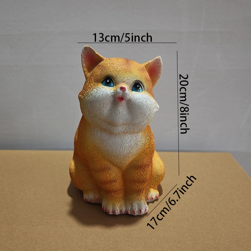 Tượng con mèo vàng mèo xám bột đá đúc trang trí, quà tặng tuổi mão decor tân gia khai trương sinh nhật
