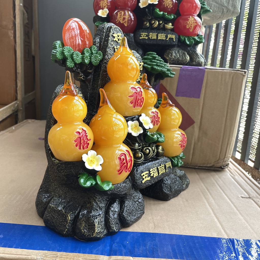 Tượng Phong Thủy Hồ Lô Ngũ Phúc Size 25 Màu Vàng Và Đỏ, Vật Phẩm Phong Thủy Làm Quà Tặng Tân Gia, Khai Trương, Sinh Nhật