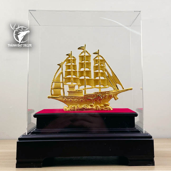 Hộp Quà Tượng Thuyền Thuận Buồm Xuôi Gió , Decor Quà Tặng Phong Thủy Tân Gia Khai Trương Đối Tác