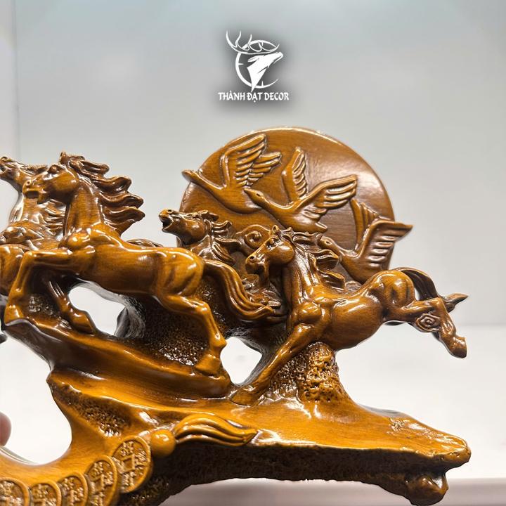 Tượng Bát Mã Truy Phong , Mã Đáo Thành Công size 31x8x20cm Quà Tặng Tân Gia Khai Trương, Decor