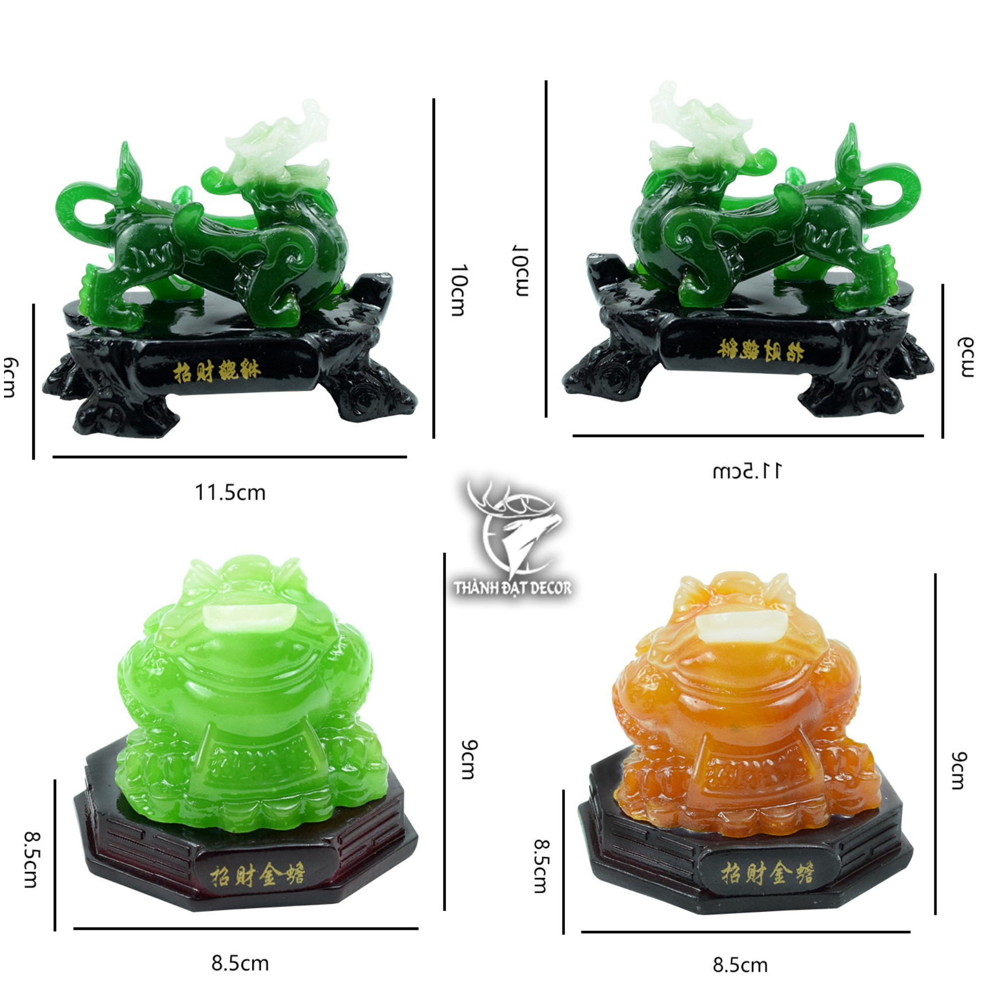 Combo Cặp Tỳ Hưu Cóc Thiềm Thừ Phong Thủy, Decor Thờ Cúng Bàn Thần Tài Thổ Địa Tân Gia Khai Trương