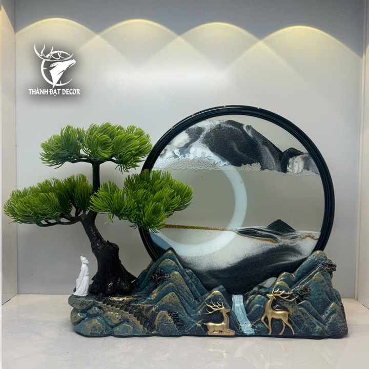 Cây Tranh Cát Lão Tử Ngắm Trăng Decor Trang Trí Bàn, Phòng Làm Việc, Quà Tặng Tân Gia Khai Trương Sinh Nhật