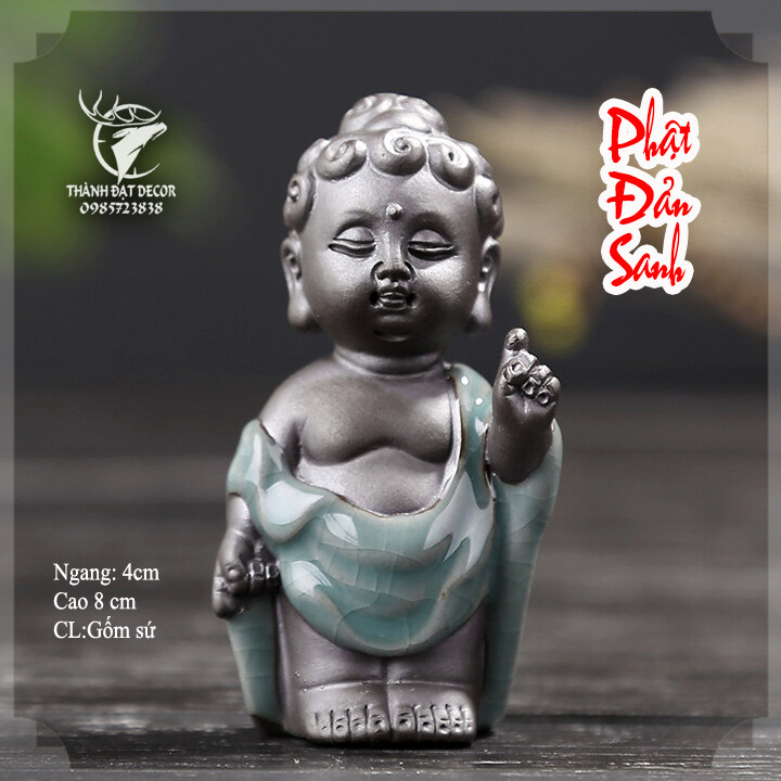 Tượng Gốm Sứ mini Tráng Men Hình Chú Tiểu và Lão Tử Trang Trí Tiểu Cảnh, Cây Bonsai, Cây Cảnh, Hòn Non Bộ, Hồ Thủy Sinh