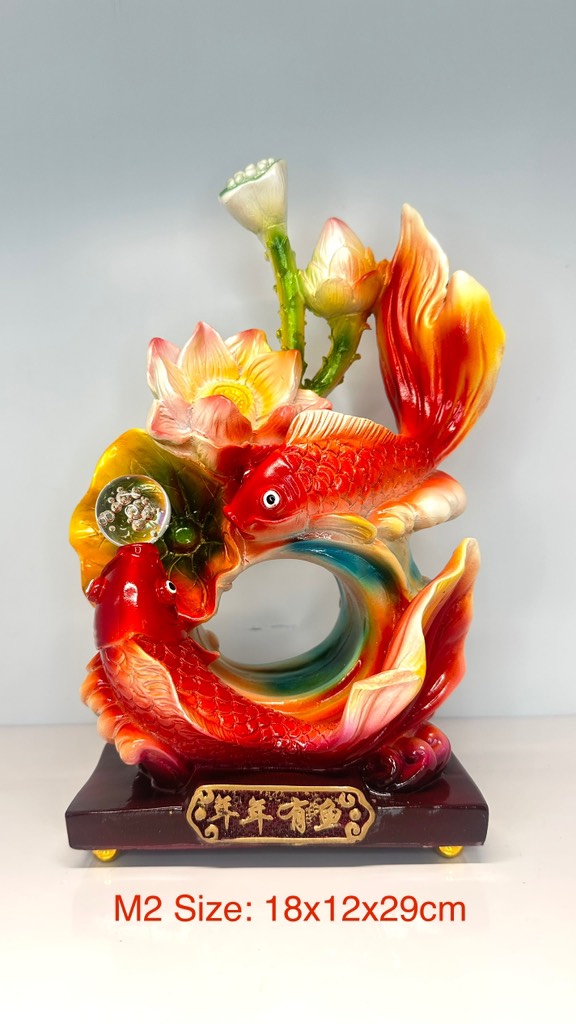 Tượng Cá Chép Song Ngư Nhả Ngọc, Decor Trang Trí Nhà Cửa, Quà Tặng Tân Gia Khai Trương Sinh Nhật