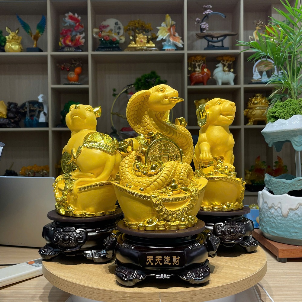Tượng Phong Thuỷ Linh Vật 12 Con Giáp 18x15x29cm, Quà Tặng Decor Tân Gia Khai Trương Sinh Nhật