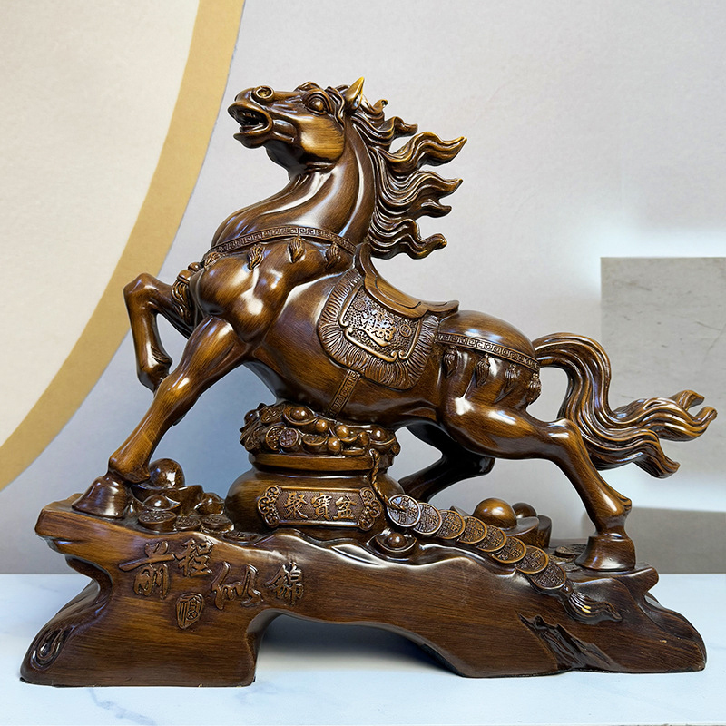 Tượng Ngựa Mã Đáo Thành Công Màu Gỗ 30x12x25cm, Quà Tặng Tuổi Ngọ Tân Gia Khai Trương, Sinh Nhật