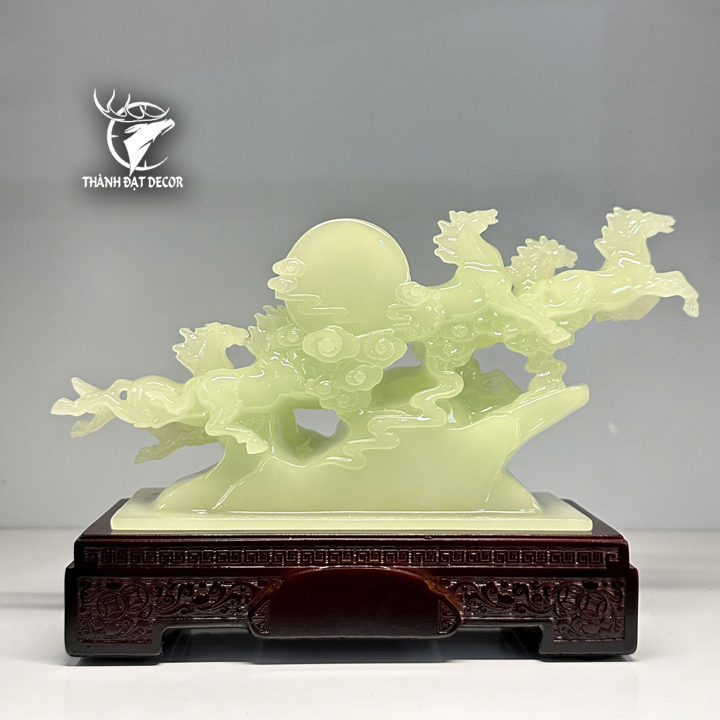 Tượng Bát Mã Truy Phong Trắng Ngọc, Mang Lộc Tài, May Mắn Vào Nhà Quà Tặng Tân Gia Khai Trương Decor