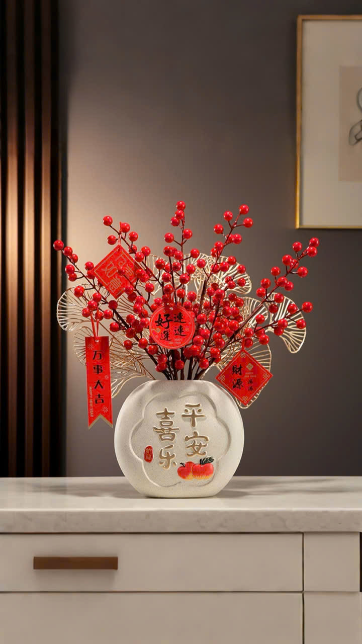 Set Bình hoa đào đông tài lộc (Chưng Tết 2025) -Tân gia khai trương-bình hoa derco trang trí nhà cửa