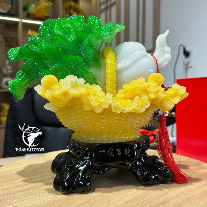Tượng giỏ bắp cải hồ lô phong thủy 28x16x28cm  Quà Tặng Decor Tân Gia Khai Trương Sinh Nhật