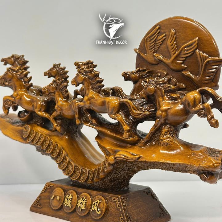 Tượng Bát Mã Truy Phong , Mã Đáo Thành Công size 31x8x20cm Quà Tặng Tân Gia Khai Trương, Decor