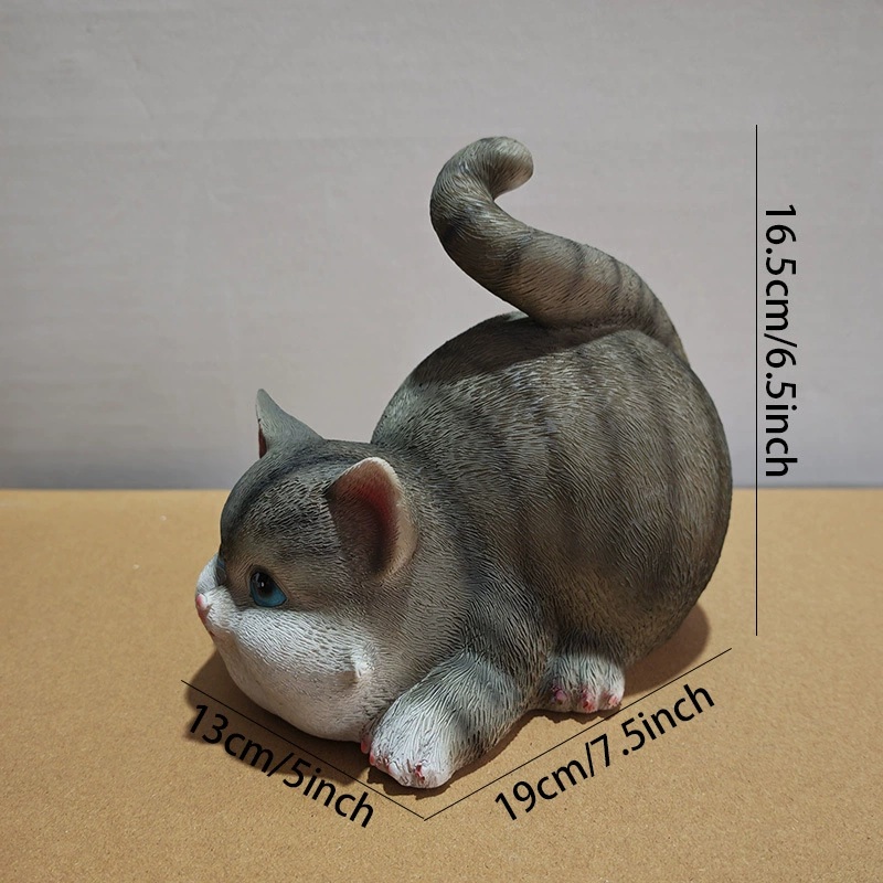 Tượng con mèo vàng mèo xám bột đá đúc trang trí, quà tặng tuổi mão decor tân gia khai trương sinh nhật